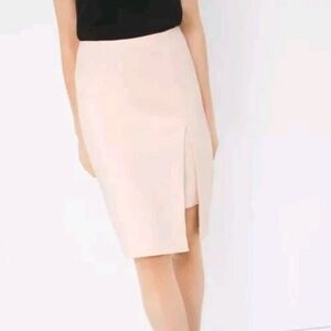 White House Black Market Pink Skirt Front High Slit WHBM Womens Midi Pencil 00